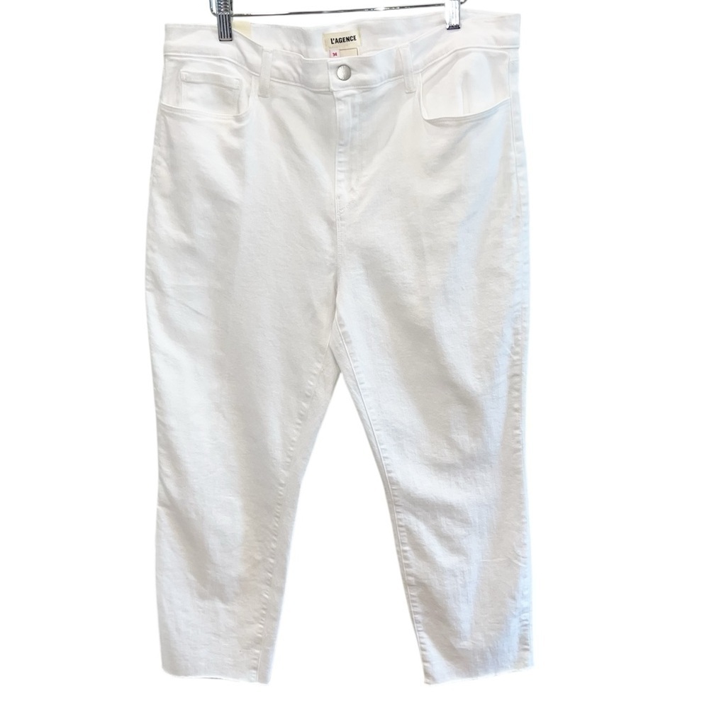 NWT L'AGENCE Sada High Rise Cropped Slim Jeans Blanc White - Picture 3 of 5